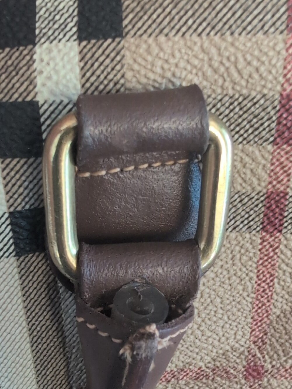 Burberry Vintage Nova Haymarket Check Print Woven Pattern Leather Trim - Picture 15 of 16